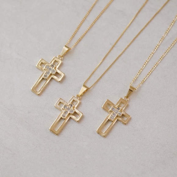 CZ Cross Necklace | 18k Gold Filled - Picture 4 of 6